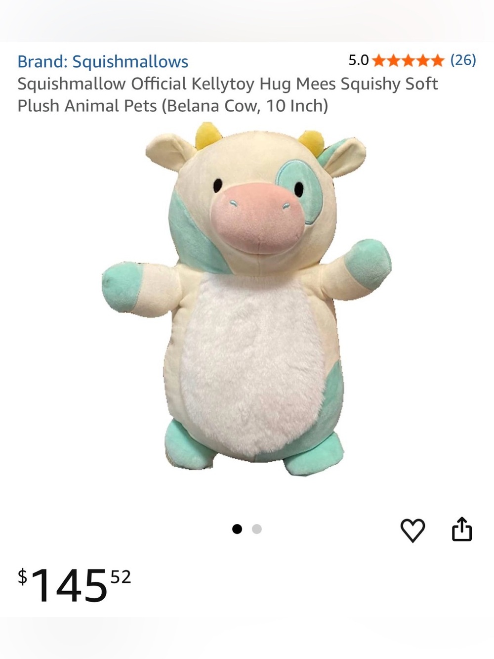 🎉 Squishmallows - NWT - 10" Belana the Cow. Hug Mees. Series. Collectible